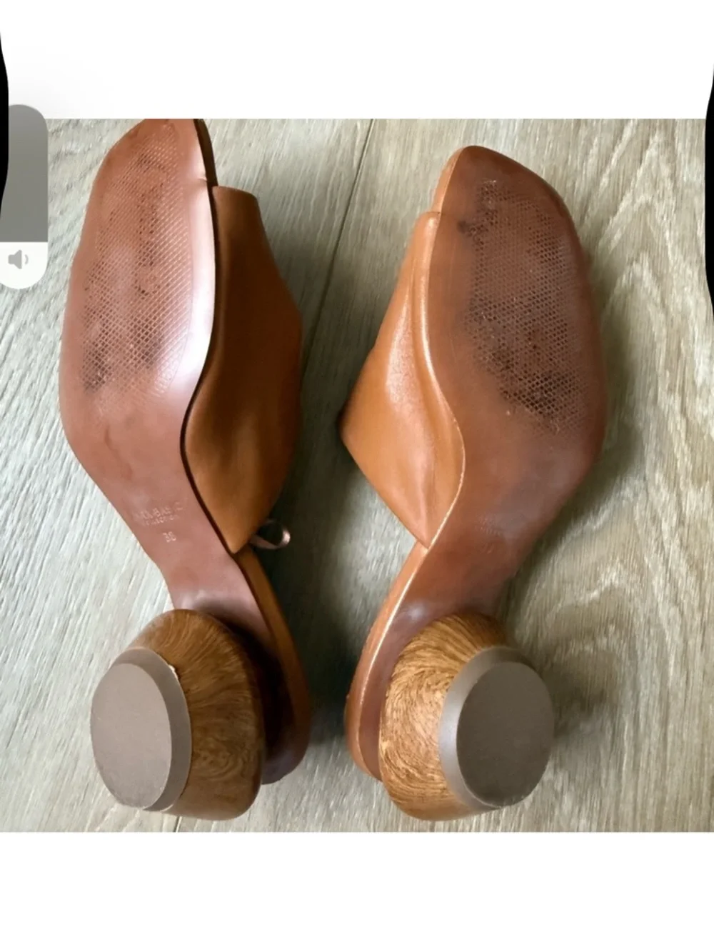 Zara Tan Leather Open-Toe Mule Sandals - Picture 3 of 9